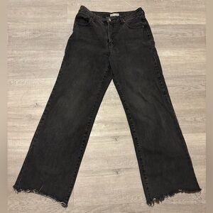 Ashley Mason Jeans Womens Sz 5/27 Black  Mid Rise Wide Leg Denim Grunge Boho